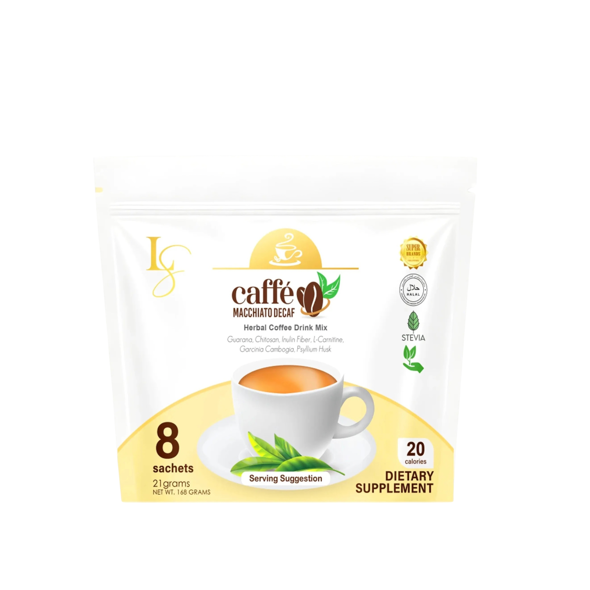 Luxe Slim Caffee Macchiato Decaf Herbal Coffee Drink Mix 8x21g