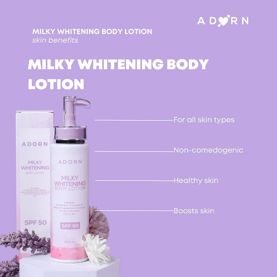 Adorn Milky Whitening Body Lotion SPF 50 200ml