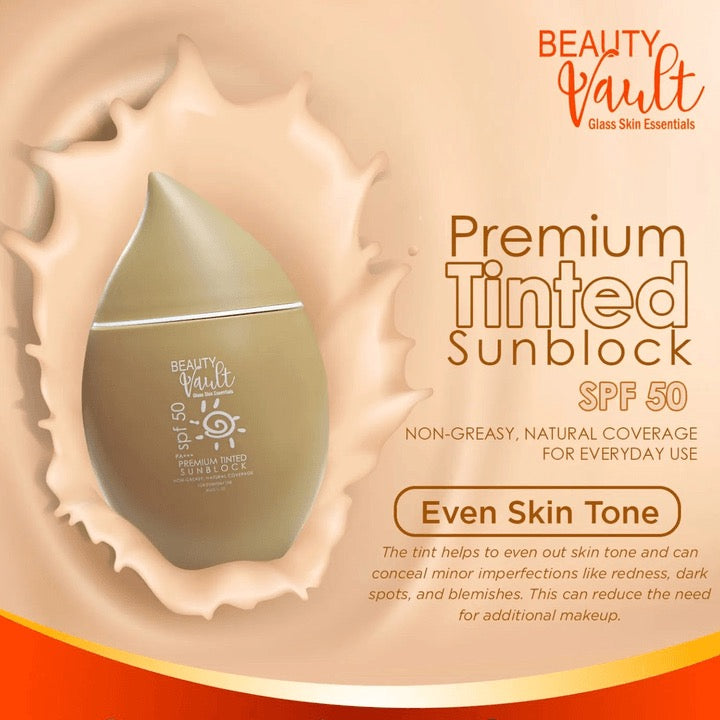 Beauty Vault Glass Skin Essentials Premium TInted Sunblock SPF 50 PA+++ 50g