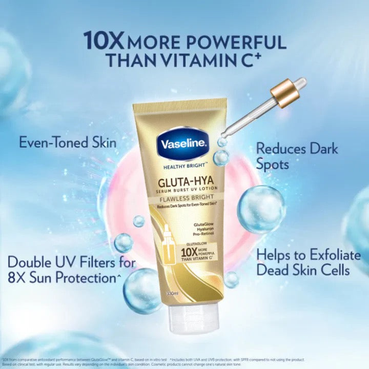 Vaseline Healthy Bright Gluta-Hya Serum Burst UV Lotion Flawless Glow 300ml