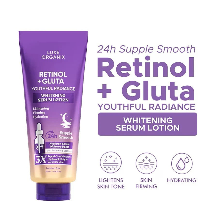 Luxe Organix Retinol + Gluta Youthful Radiance Whitening Serum Lotion 350ml