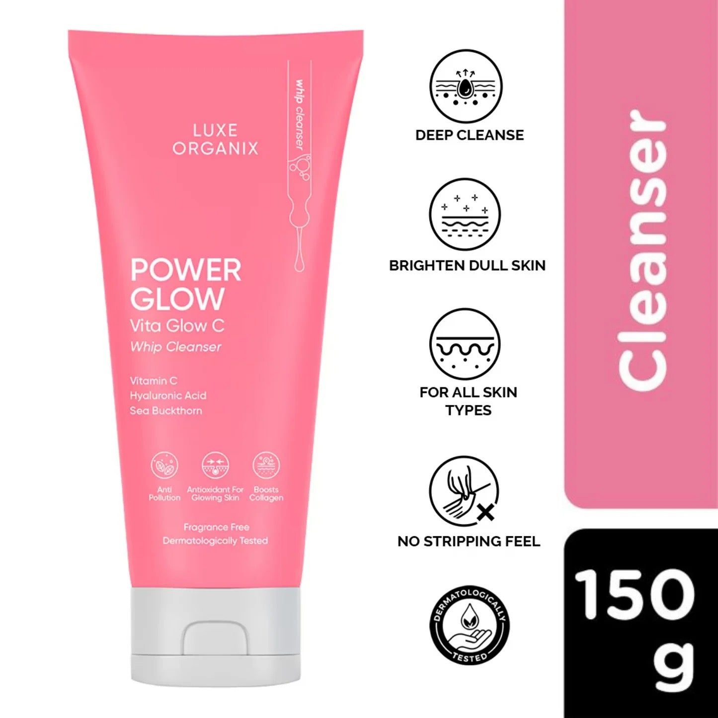 Luxe Organix Power Glow Vita Glow C Whip Cleanser 150g
