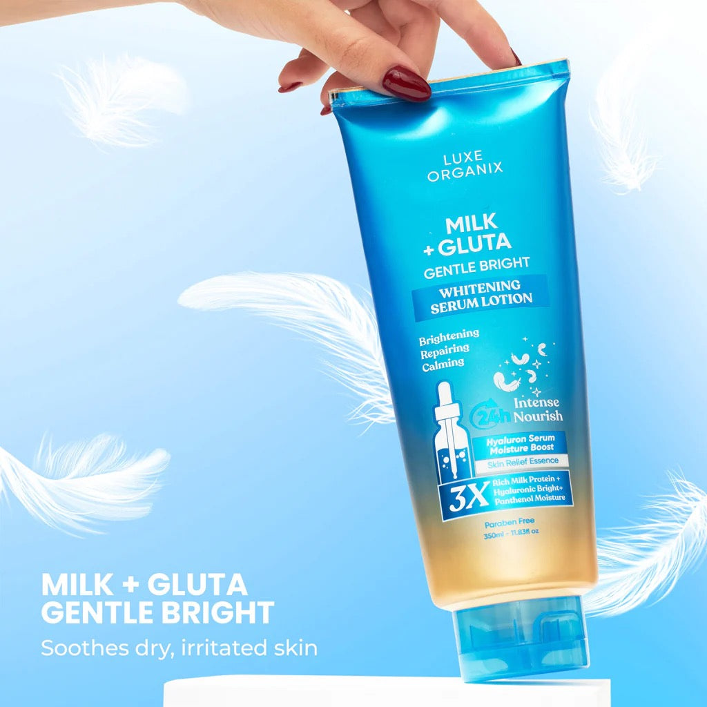 Luxe Organix Milk + Gluta Gentle Bright Whitening Serum Lotion 350ml