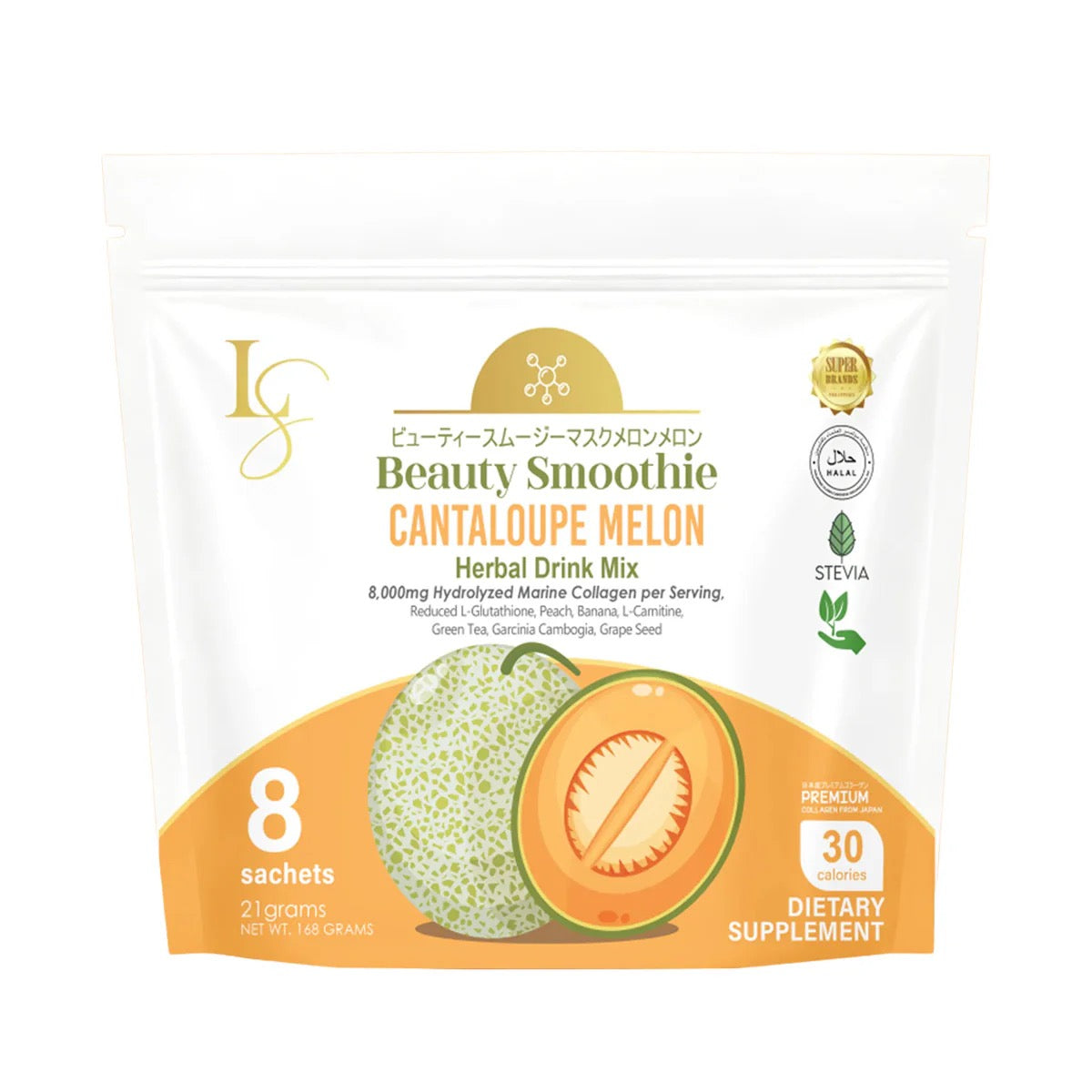 Luxe Slim Beauty Smoothie Cantaloupe Melon Herbal Drink Mix 8x21g