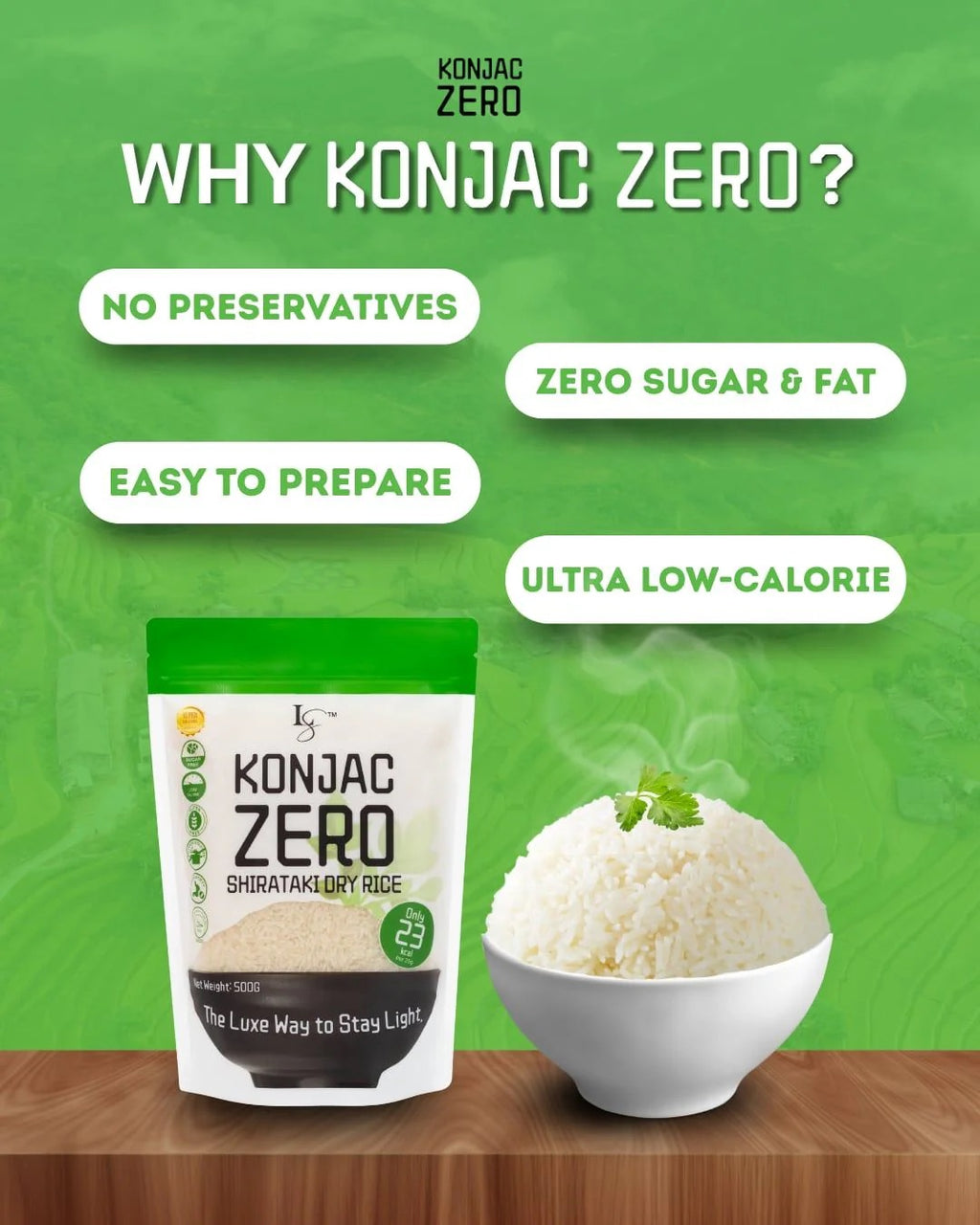 Luxe Slim Konjac Zero Shirataki Dry Rice 23kcal 500g