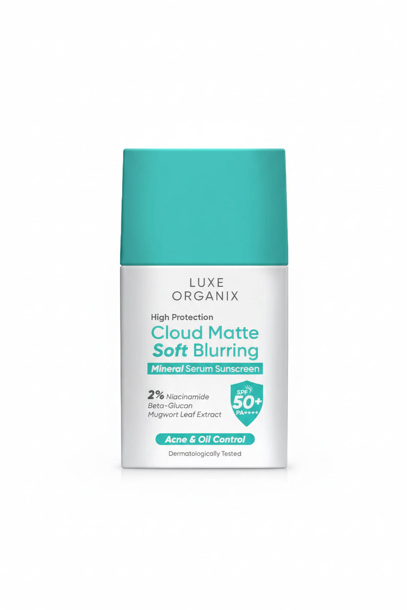 Luxe Organix Cloud Matte Soft Blurring Mineral Serum Sunscreen Ache & Oil Control  SPF50+ PA++++ 14g