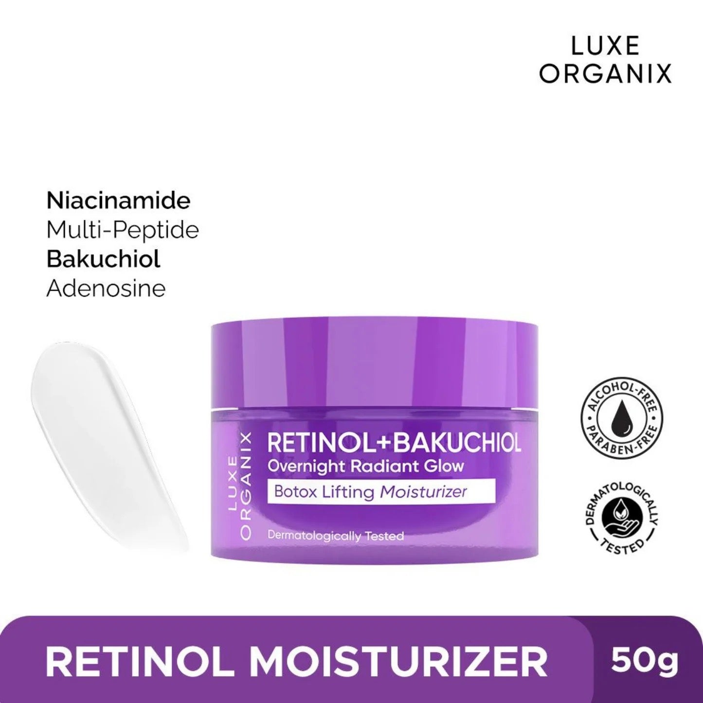 Luxe Organix Retinol + Bakuchiol Overnight Radiant Glow Botox Lifting Moisturizer 50g