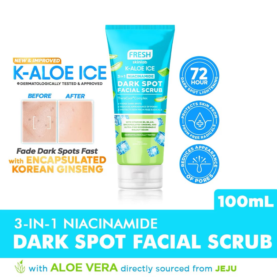 Luxe Organix Jeju Aloe Ice 3 In One Niacinamide Dark Spot Facial Scrub 100ml