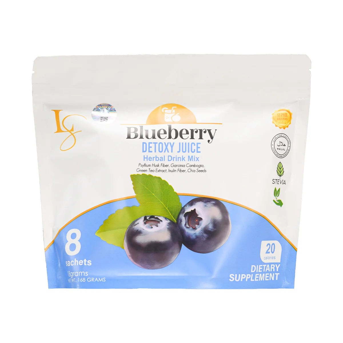 Luxe Slim Blueberry Detox Juice Herbal Drink Mix 8x18g