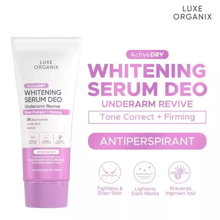 Luxe Organix Whitening Serum Deo Underarm Revive Tone Correct + Firming 50g
