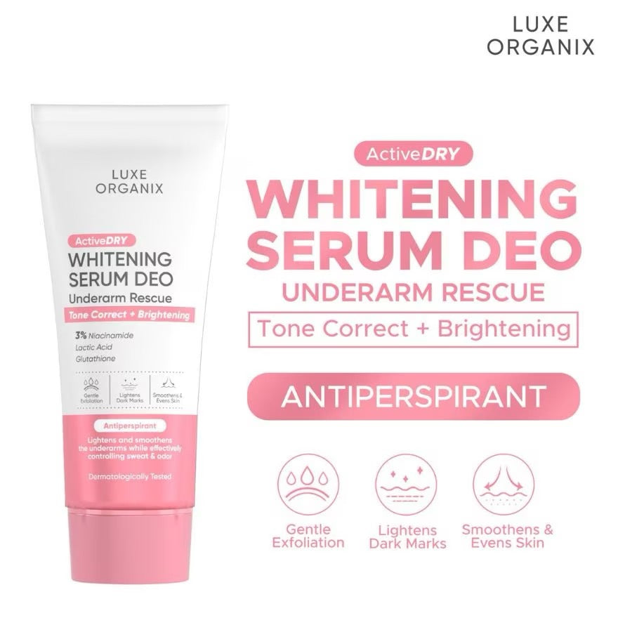 Luxe Organix Whitening Serum Deo Underarm Rescue Tone Correct + Brightening 50g