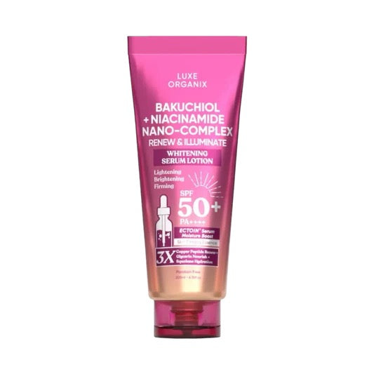 Luxe Organix Bakuchiol + Niacinamide + Nano-Complex Renew & Illuminate Whitening Serum Lotion SPF 50 350ml