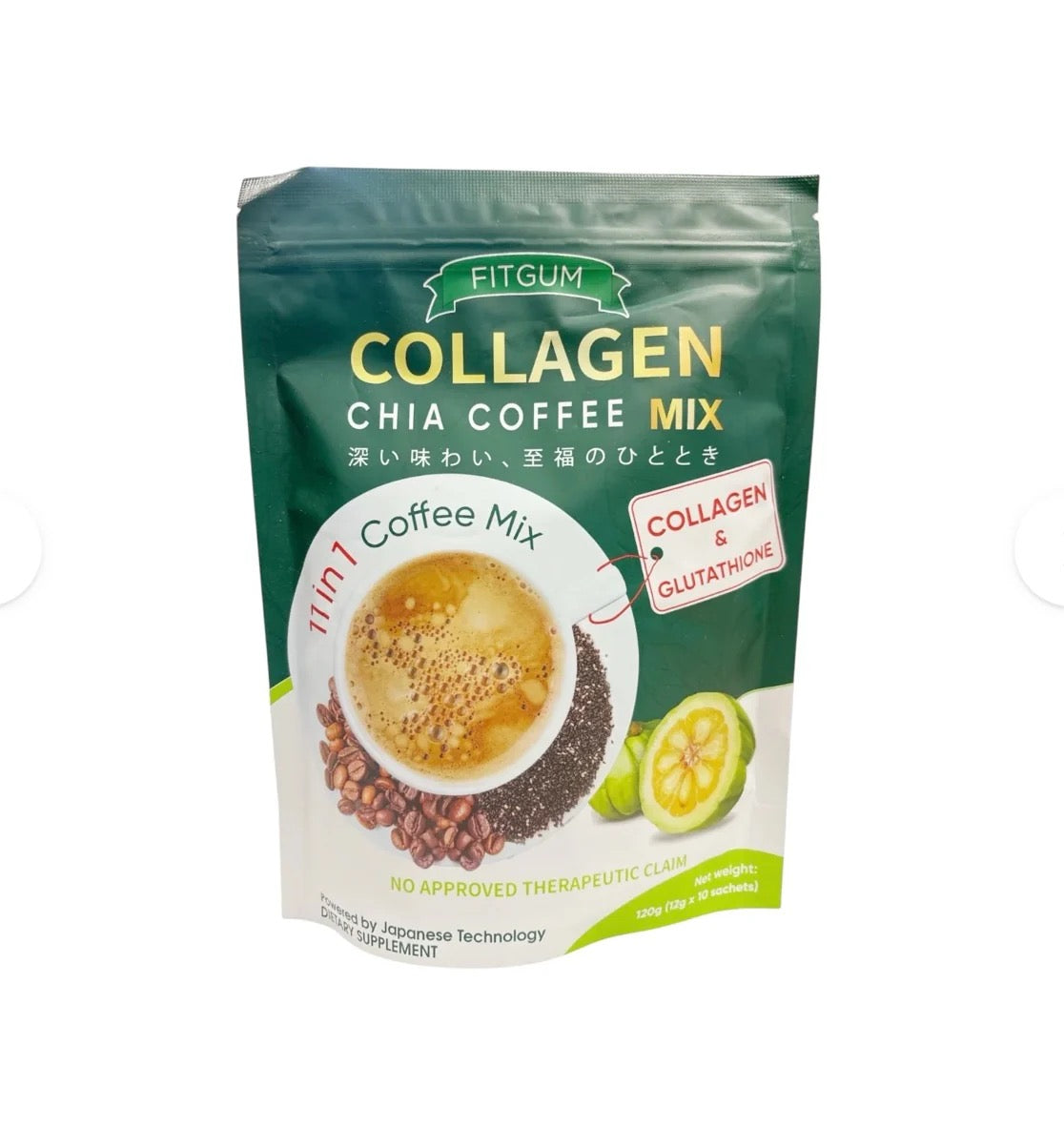 Fitgum Collagen Chia Coffee 120g 10x12g