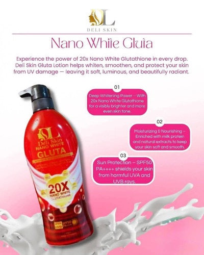 Deli Skin Nano White Gluta 20X Nano White Glutathione Lotion SPF 50 PA++++ 500ml
