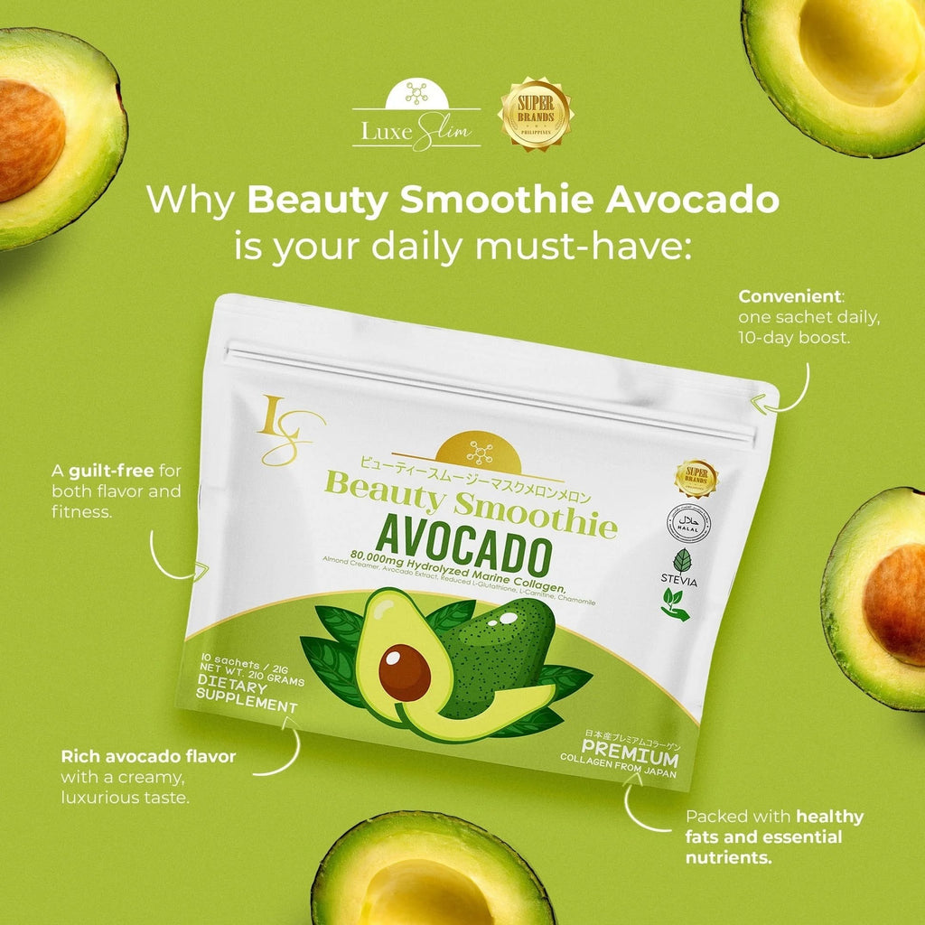 Luxe Slim Beauty Smoothie Avocado Herbal Drink Mix 8x21g