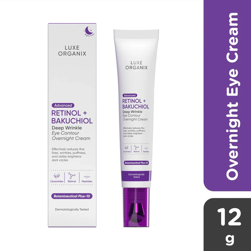 Luxe Organix Retinol + Bakuchiol Deep Wrinkle Eye Contour Overnight Cream 12g