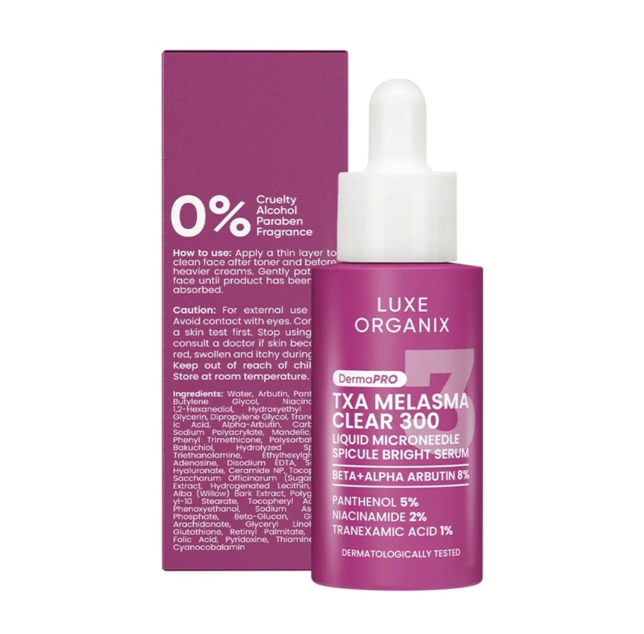 Luxe Organix TXA Melasma Clear 300 Liquid Microneedle Spicule Bright Serum 30ml