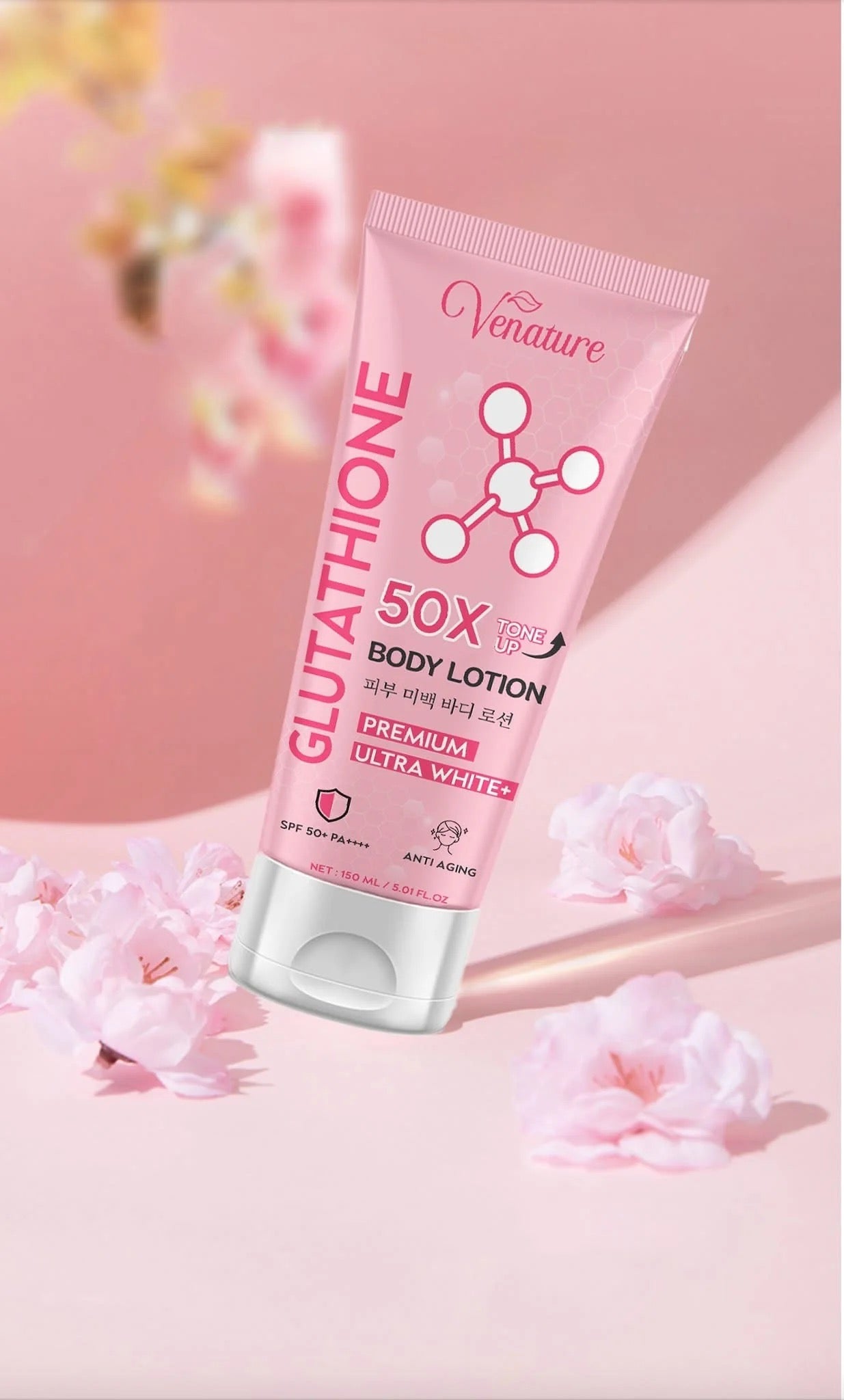 Venature Glutathione 50X Body Lotion Premium Ultra White SPF 50 Anti Aging 150ml