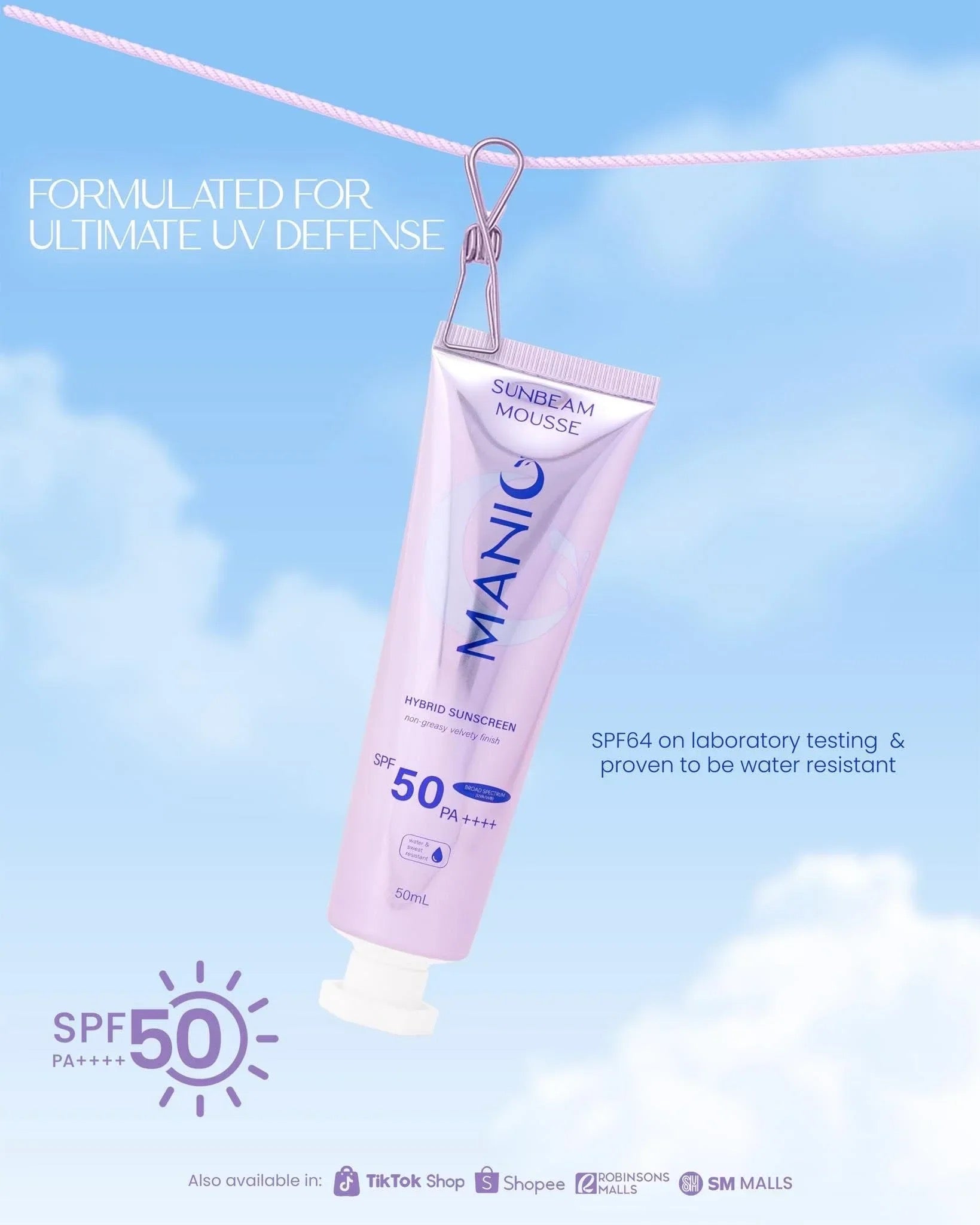 Manic Beauty Sunbeam Mousse Hybrid Sunscreen SPF50 PA++++ 50ml