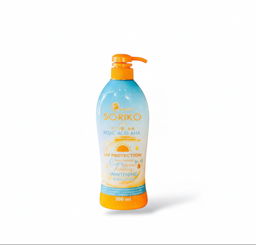 Soriko Kojic Acid AHA UV Protection Alpha Arbutin Whitening Body Lotion 500ml