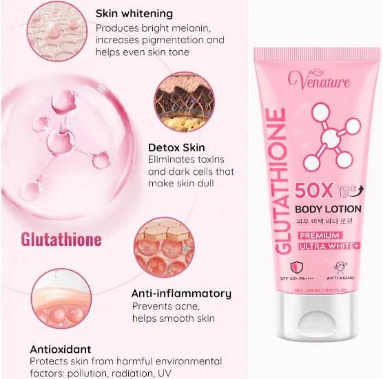 Venature Glutathione 50X Body Lotion Premium Ultra White SPF 50 Anti Aging 150ml