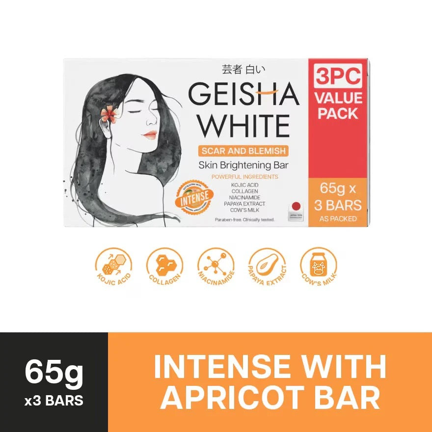 Geisha White Intense Scar and Blemish Skin Brightening Bar 3pc Value Pack 3x65g