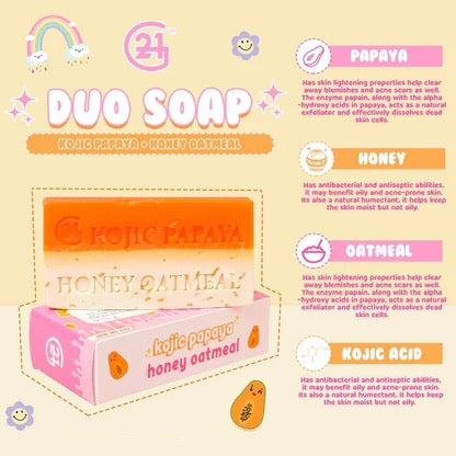 G21 Duo Soap Kojic Papaya & Honey Oatmeal Mini 60g