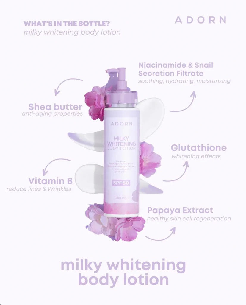 Adorn Milky Whitening Body Lotion SPF 50 200ml