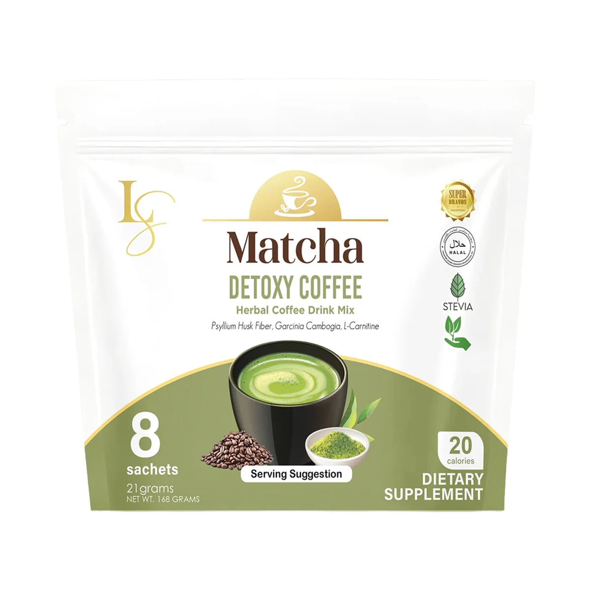 Luxe Slim Matcha Detoxy Coffee Herbal Drink Mix 8x21g