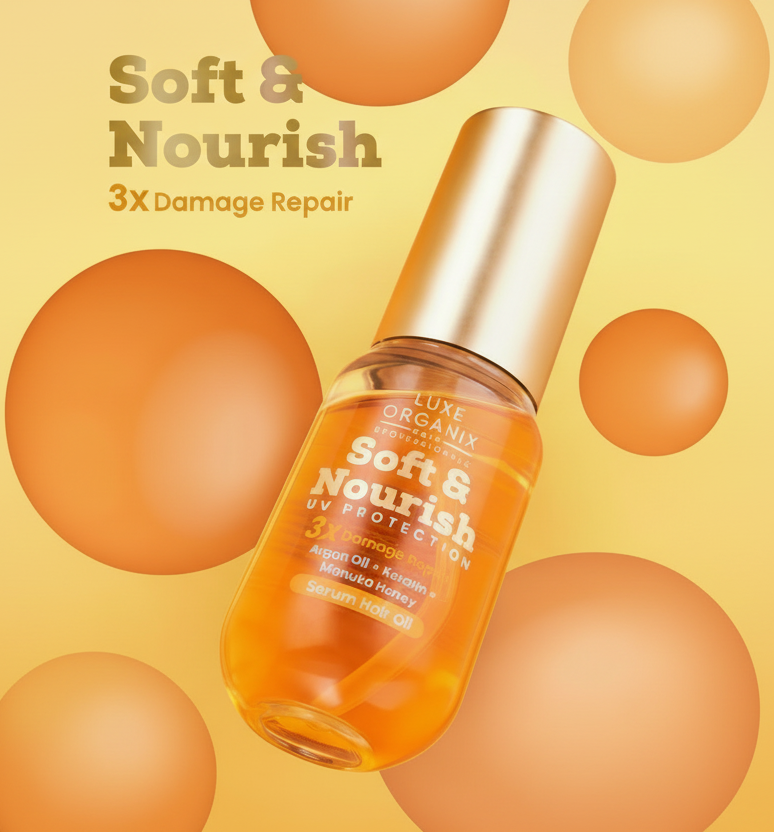 Luxe Organix Soft & Nourish UV Protection 3X Damage Repair Serum Hair Oil 60ml
