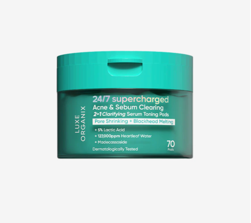 Luxe Organix 24/7 Supercharged Ache & Serum Clearing 2 In One Clarifying Serum Toning Pads 70Pads